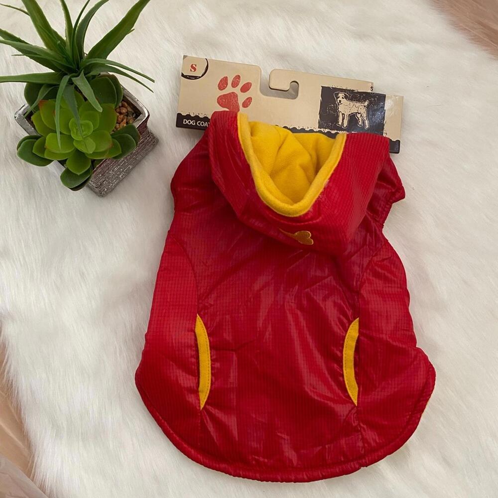 Small Red and Yellow Dog Coat with Hood